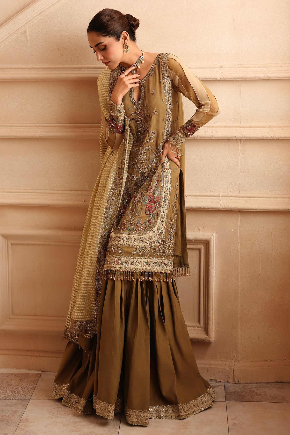 3-PC Unstitched Embroidered  Luxury Chiffon  DJW6-06