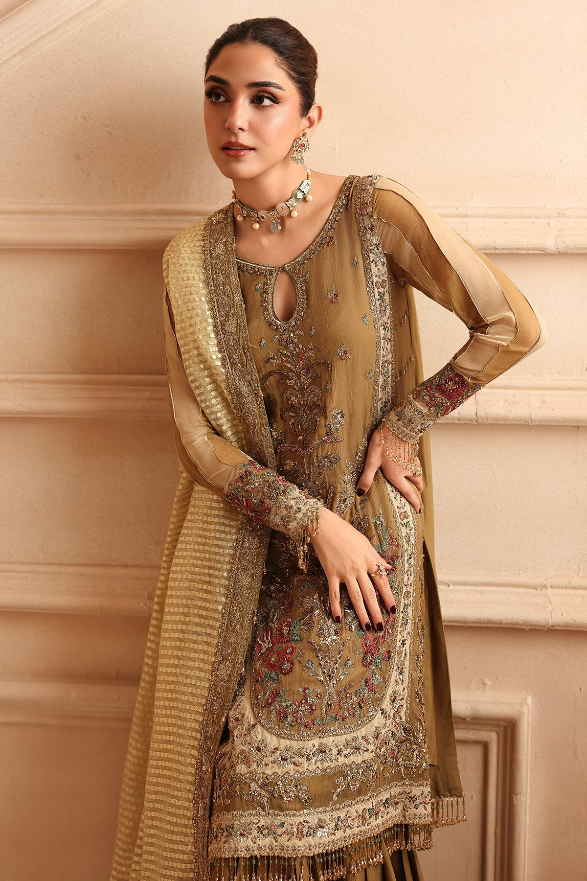 3-PC Unstitched Embroidered  Luxury Chiffon  DJW6-06