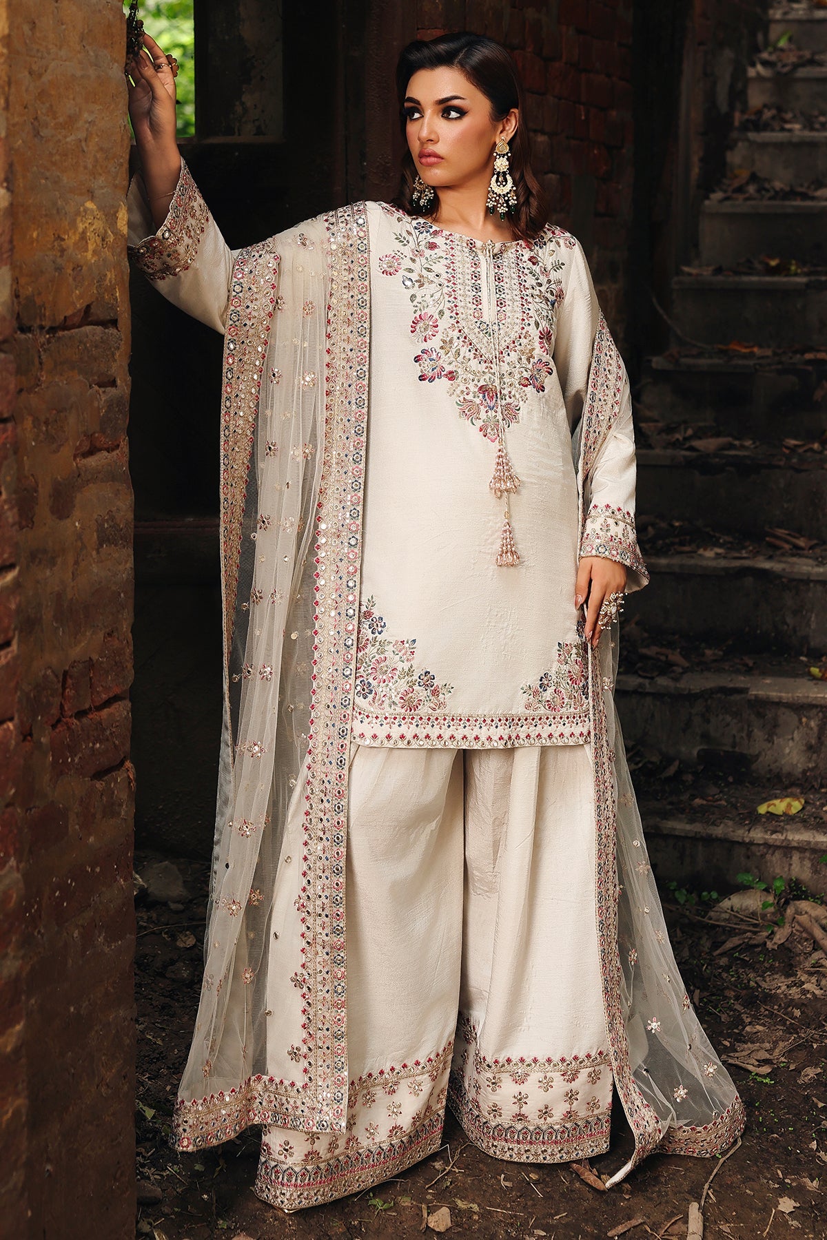 3-PC Embroidered Raw-Silk Suit CMA-5-141M