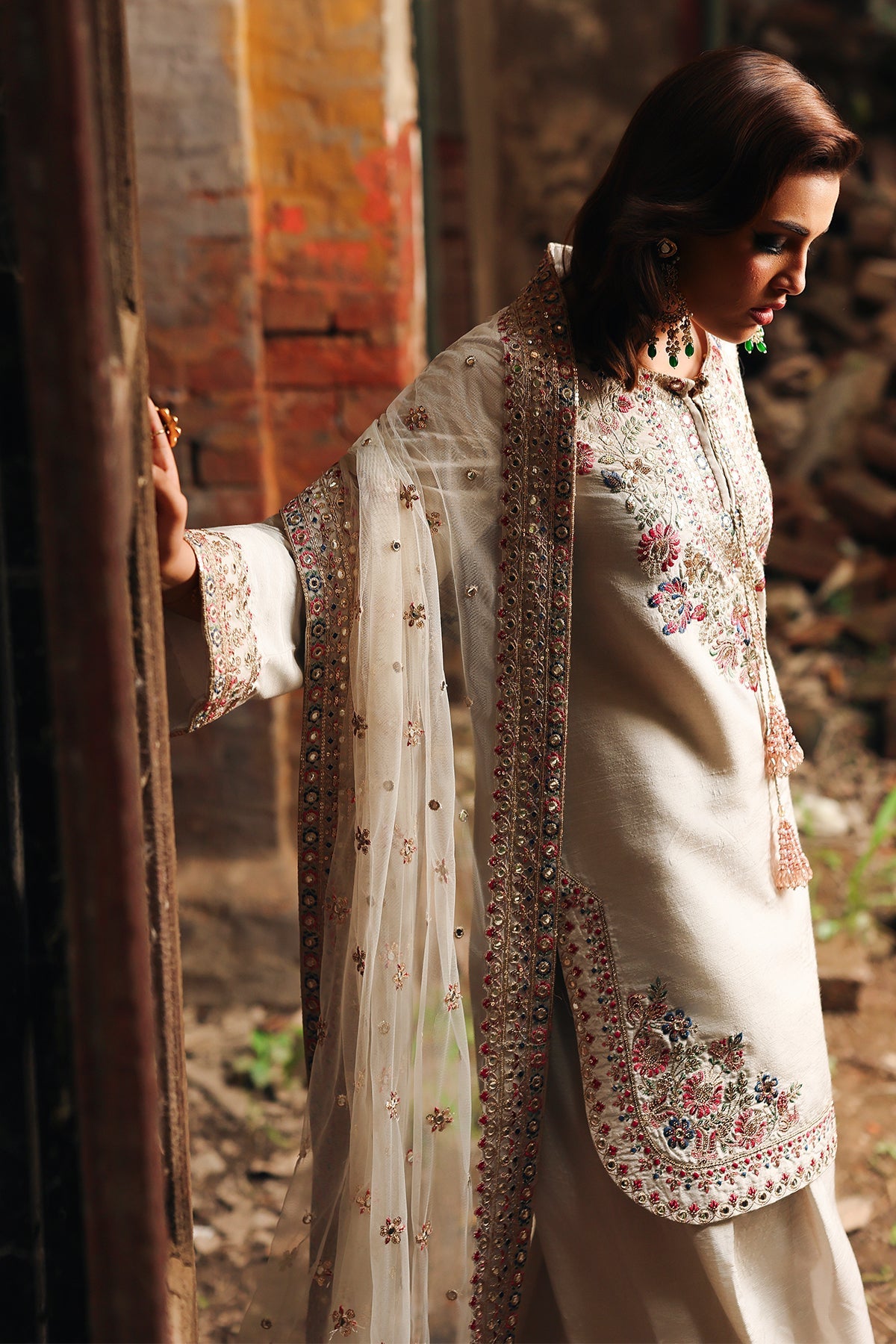 3-PC Embroidered Raw-Silk Suit CMA-5-141M