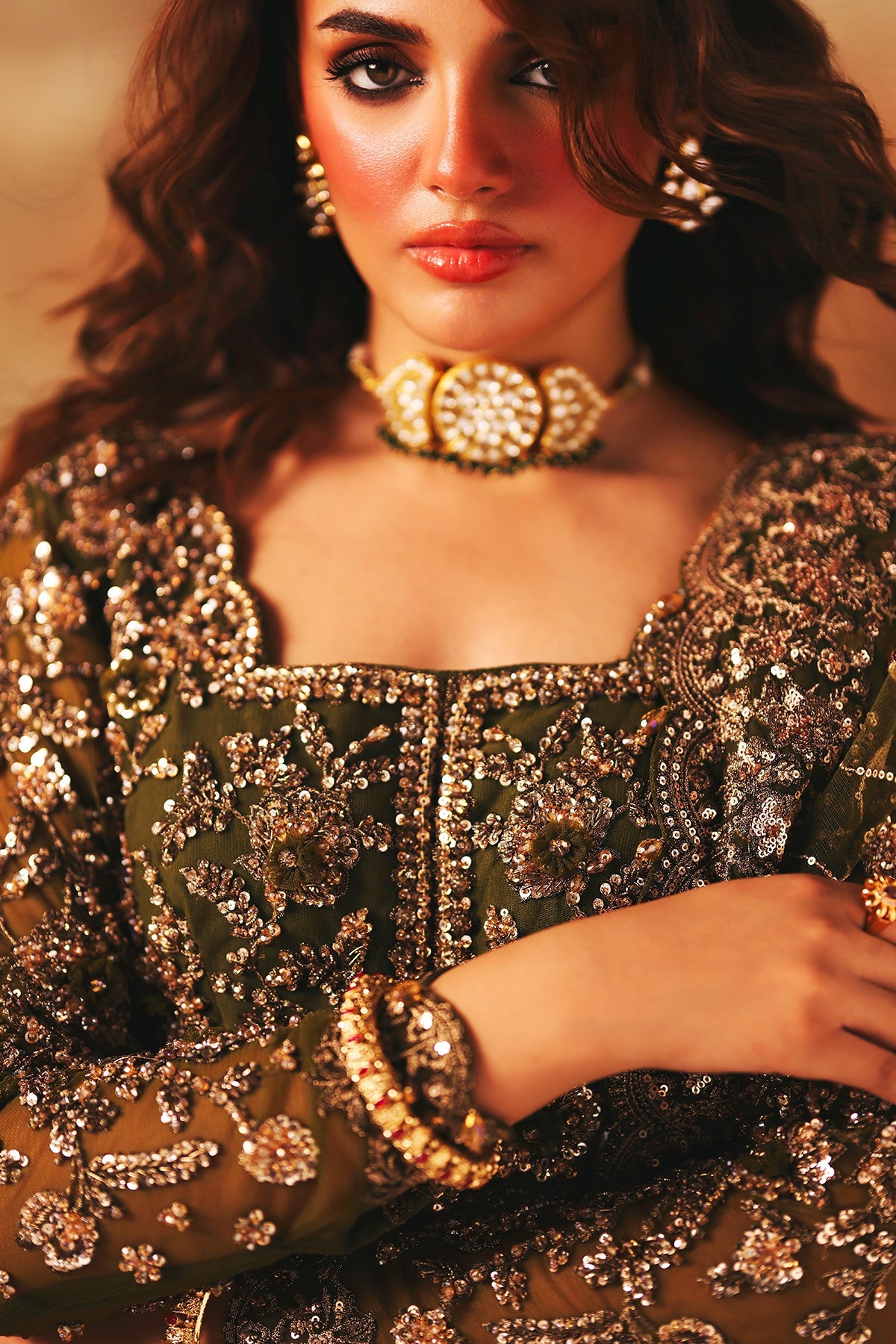 3-PC Embroidered Net Pishwas Suit stm-5-03