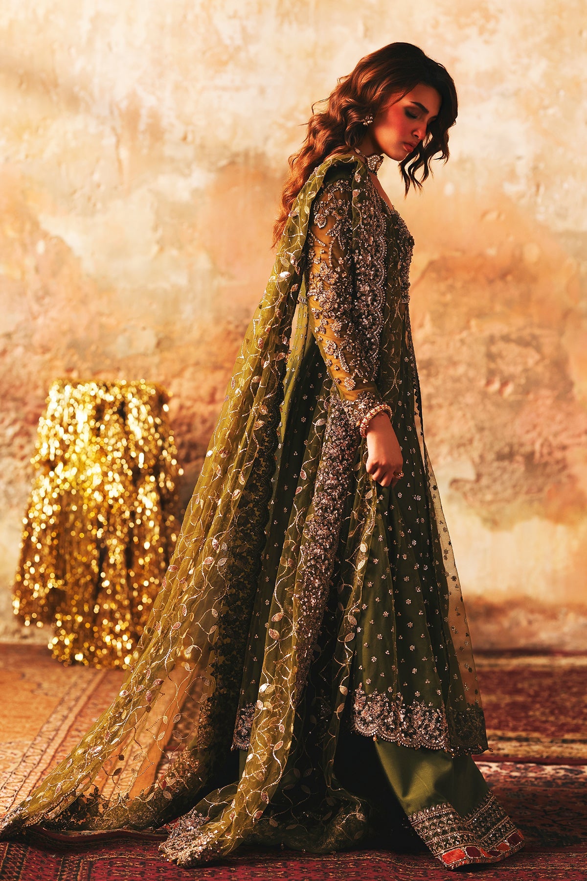3-PC Embroidered Net Pishwas Suit stm-5-03