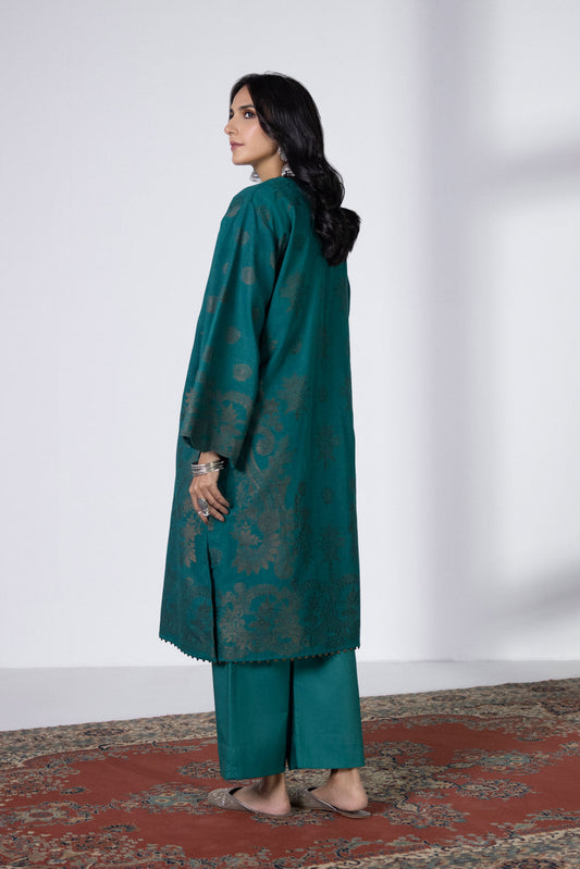 2 Piece - Extra Weft Jacquard Suit - Emerald Green
