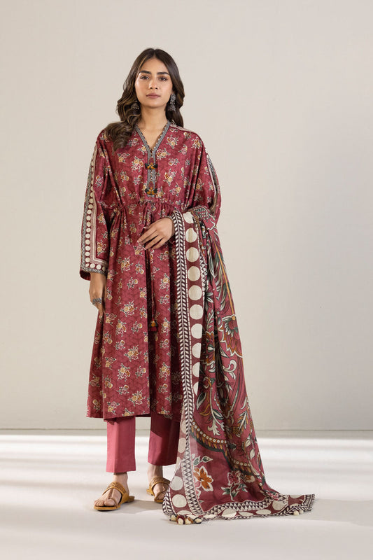 2 Piece - Printed Cambric Suit - Red