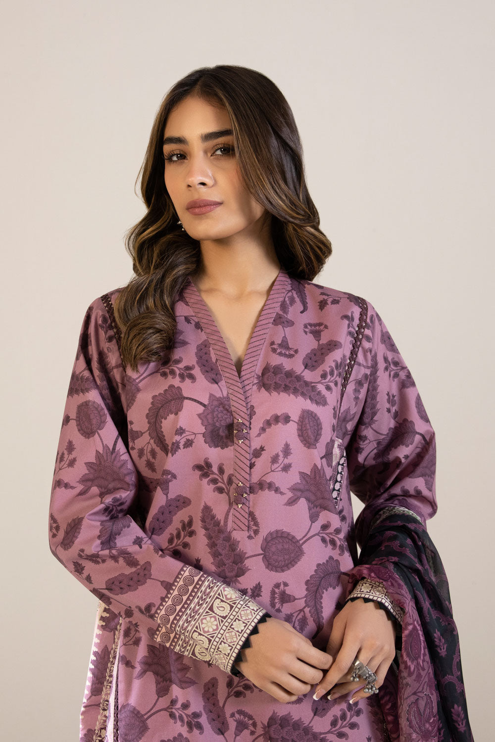 2 Piece - Printed Cambric Suit - Pink