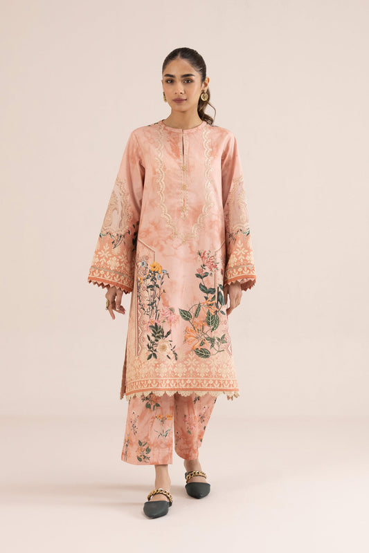 2 Piece - Embroidered Cambric Suit - Pink