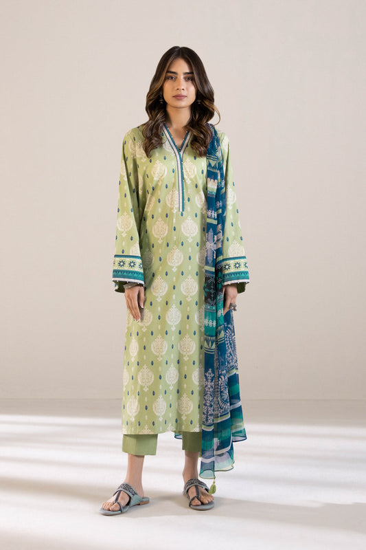 3 Piece - Printed Cambric Suit - Green