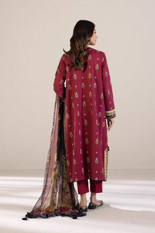 3 Piece - Printed Cambric Suit - Red