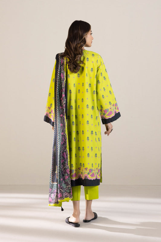 3 Piece - Printed Cambric Suit - Yellow