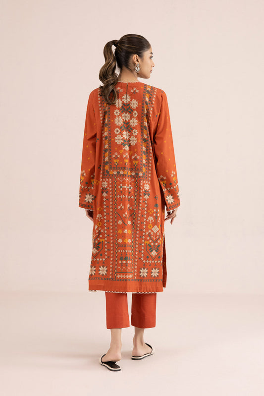 2 Piece - Embroidered Cambric Suit - Rust