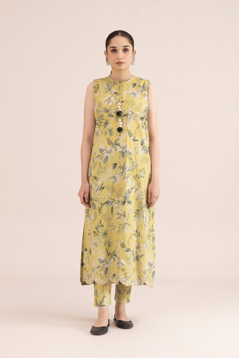 2 Piece - Printed Cambric Suit - Yellow