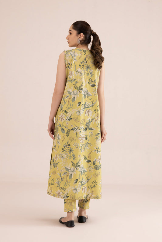 2 Piece - Printed Cambric Suit - Yellow