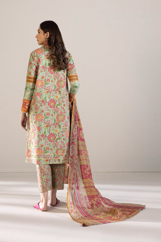 3 Piece - Embroidered Cambric Suit - Pistachio Green