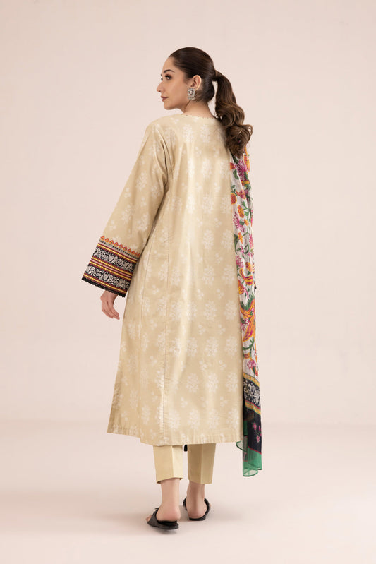 3 Piece - Embroidered Cambric Suit - Off White