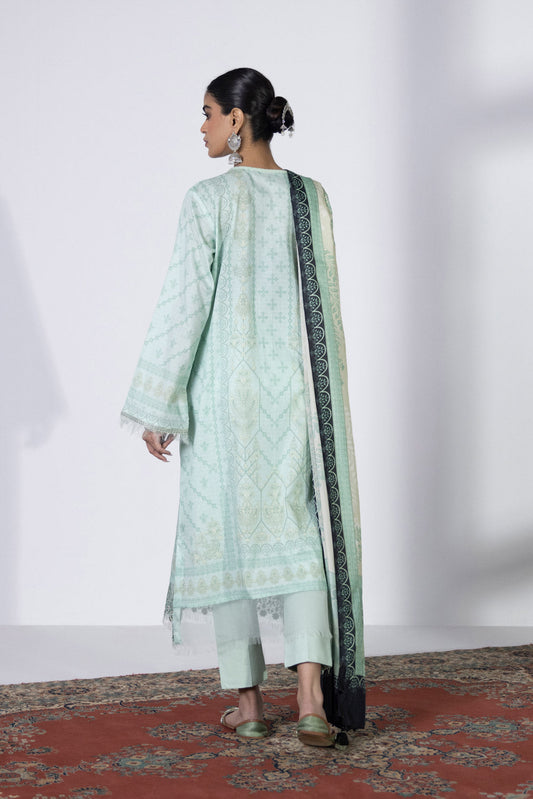 3 Piece - Embroidered Dobby Suit - Mint Green