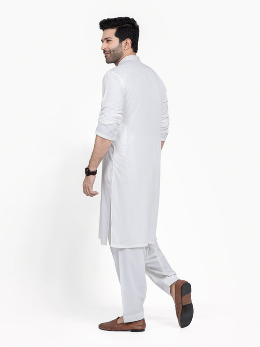 Men's White Shalwar Kameez - AMTKSS22-064
