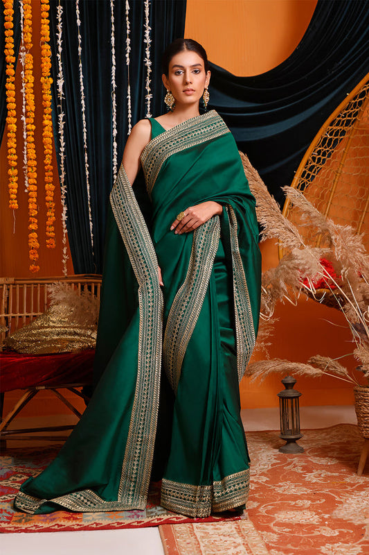 Zari Embroidered Luxury Lychee Silk Saree | MEHRU | SR202169