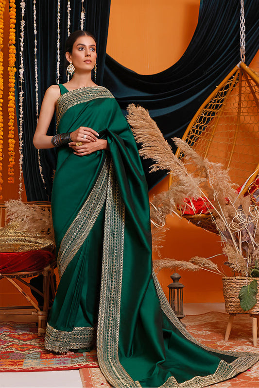Zari Embroidered Luxury Lychee Silk Saree | MEHRU | SR202169