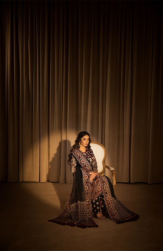 Bagh: Front Open Embroidered Jacket paired with Bootcut Pants