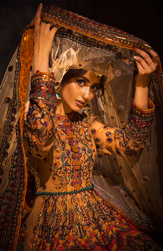 Bahaar: Embroidered Pishwas Paired with a Churidar Pyjama