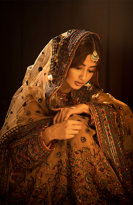 Bahaar: Embroidered Pishwas Paired with a Churidar Pyjama