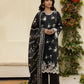 DU-3133 - BLACK - EMBROIDERED LAWN - 3PCS