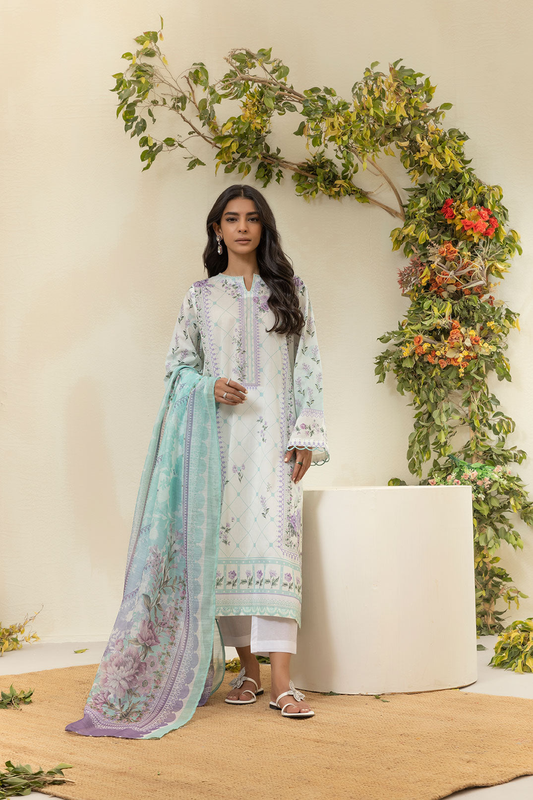 DU-3137 - L-GREEN - PRINTED LAWN - 3PCS