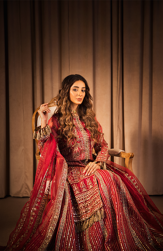 Mohabbat: Front Open Jacket Paired with a Paneled Lehenga