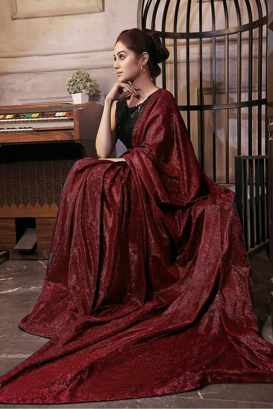 Solid Moonlight Saree With Sequins Top | COCKTAIL | SR202234