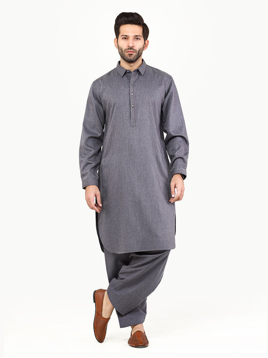 Men's Steel Blue Shalwar Kameez - AMTKSW22-110
