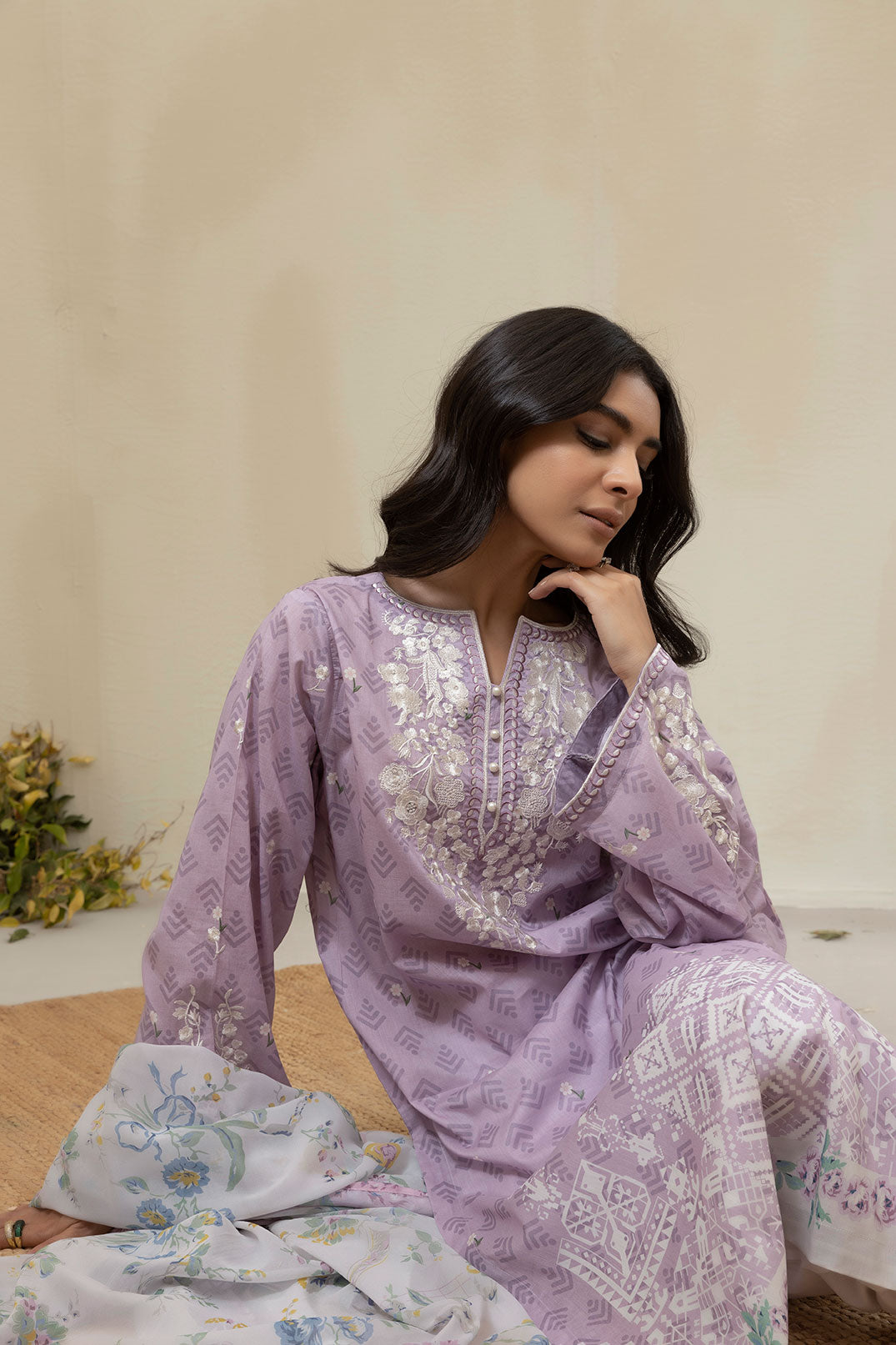 DU-3140 - PURPLE - EMBROIDERED LAWN - 3PCS