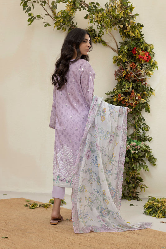 DU-3140 - PURPLE - EMBROIDERED LAWN - 3PCS
